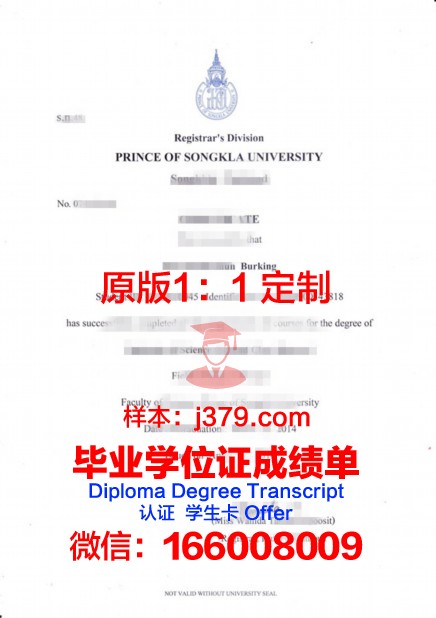 宋卡王子大学毕业证书图片高清(宋卡王子大学英文名)